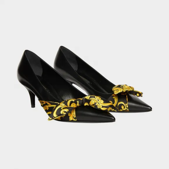 范思哲/Versace Barocco印花Sash Mid中跟鞋 DSR841H-D3VTT_D4DT