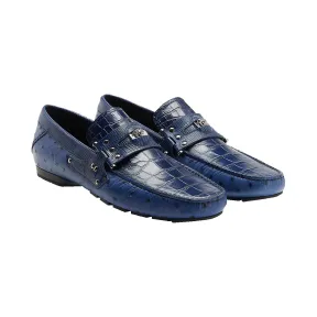 范思哲/Versace Palazzo 系列鳄鱼皮纹印花驾驶鞋 - 蓝 驾驶鞋 DSU4753-D1VQG_D8YE