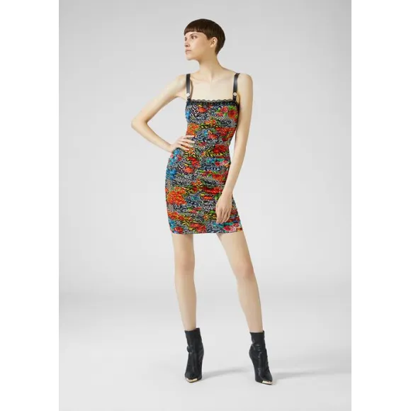 范思哲/Versace Optical Flowers印花迷你连衣裙 ED2HUA407-ES0599_E899