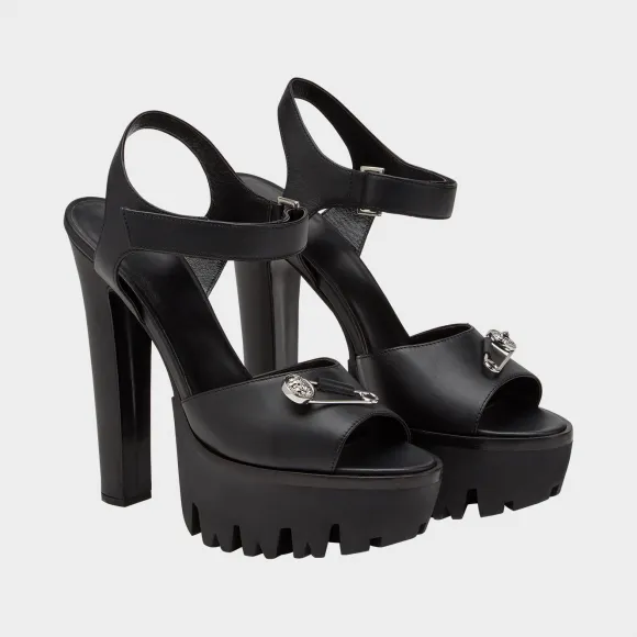 范瑟丝/Versus 安全别针皮革凉鞋 - 黑色 女鞋 FSD640S-FVLN_F460N