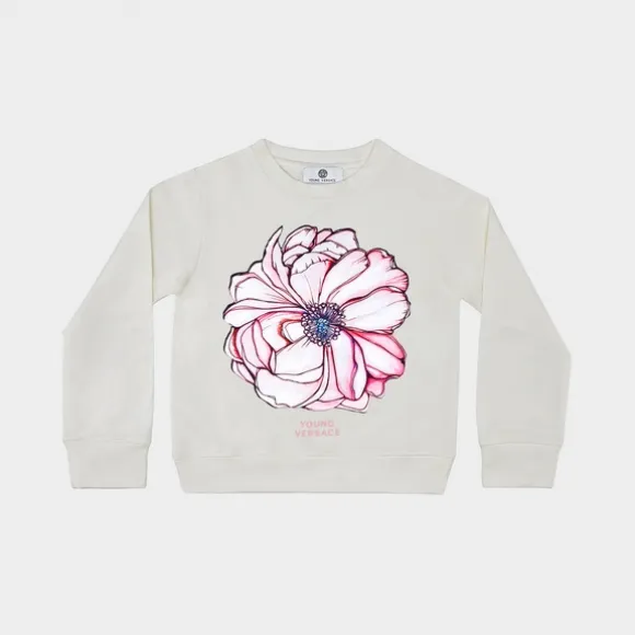 范思哲/Versace Floral Burst 图案运动衣 - 白色 女童服装 YVFFE97-YFE001_Y2566