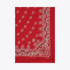 伊夫圣罗兰/Yves Saint laurent 红色和白色佩斯利漩涡花纹印花羊绒和和丝织Bandana披肩 3465343Y6