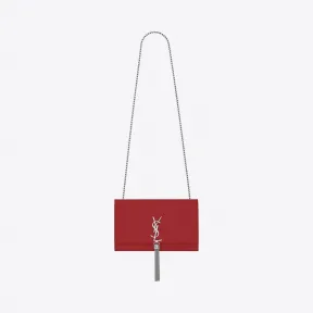 伊夫圣罗兰/Yves Saint laurent Kate 中号艳红色纹理真皮流苏穗链条包 354119BOW0N6805