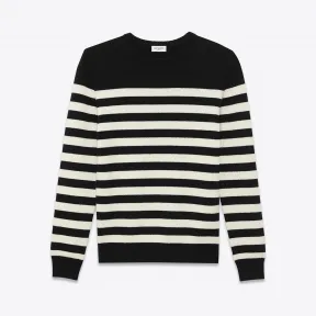 伊夫圣罗兰/Yves Saint laurent 经典MARINIèRE运动衫，采用黑色和象牙色条纹羊绒  368949Y1JX