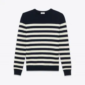伊夫圣罗兰/Yves Saint laurent 经典MARINIèRE运动衫，采用黑色和象牙色条纹羊绒  368949Y1YB