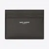 伊夫圣罗兰/Yves Saint laurent 经典SAINT LAURENT巴黎卡片套，采用黑灰色颗粒山羊纹理真皮   37