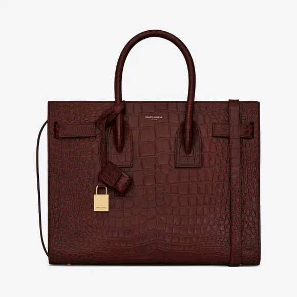 伊夫圣罗兰/Yves Saint laurent Sac de Jour 经典小号鳄鱼纹压花闪亮真皮包 37829901U2W6