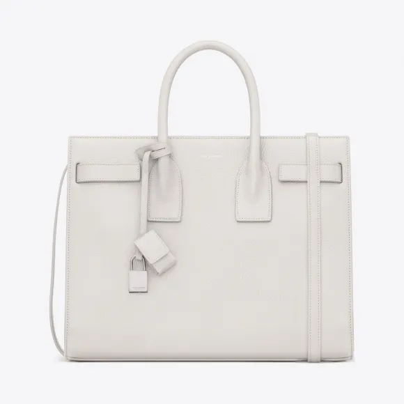 伊夫圣罗兰/Yves Saint laurent 经典小型手提包，采用白鸽白颗粒皮革 378299B681N9008