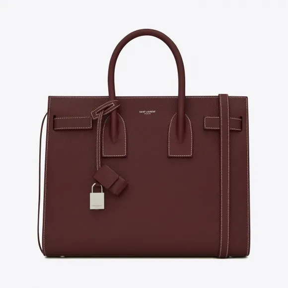 伊夫圣罗兰/Yves Saint laurent 经典SAC DE JOUR小号深红色粒纹真皮包  378299B68KN648
