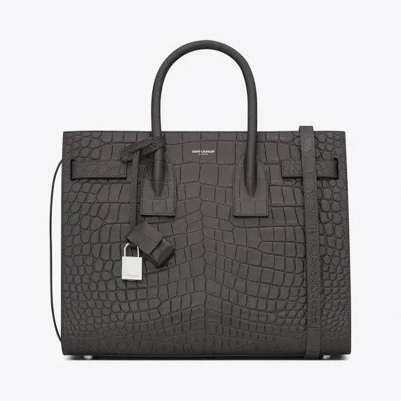 伊夫圣罗兰/Yves Saint laurent 经典小号SAC DE JOUR深灰黑色鳄鱼花纹皮革手袋 378299CS38N