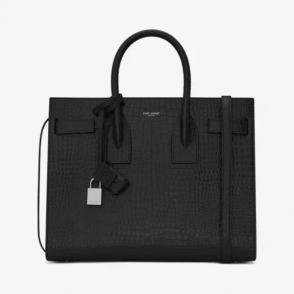 伊夫圣罗兰/Yves Saint laurent 经典 sac de jour 小号黑色鳄鱼压纹真皮手袋 378299DND1N