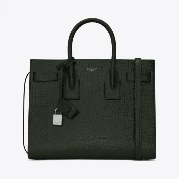 伊夫圣罗兰/Yves Saint laurent Sac de Jour 经典小号鳄鱼纹压花闪亮真皮包 378299DND1N4