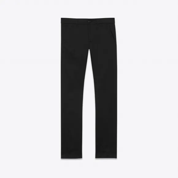 伊夫圣罗兰/Yves Saint laurent 经典Slim Chino休闲裤，采用黑色棉华达呢  379459Y872H10