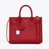 伊夫圣罗兰/Yves Saint laurent SAC DE JOUR超迷你经典红色鳄鱼纹理压花闪亮真皮包 392035DND