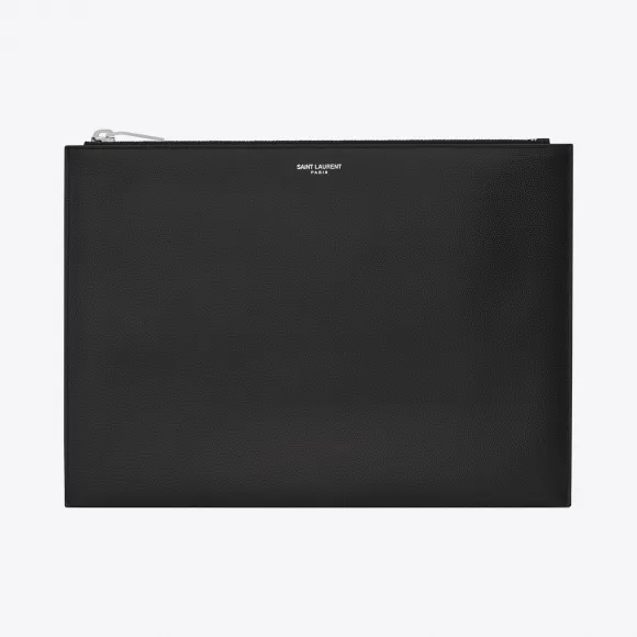 伊夫圣罗兰/Yves Saint laurent 经典saint laurent paris黑色皮革拉链式平板电脑套 39729