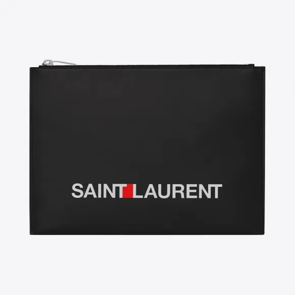 伊夫圣罗兰/Yves Saint laurent SAINT LAURENT黑色真皮印花平板电脑包 397294D5J3E107