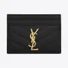 伊夫圣罗兰/Yves Saint laurent monogram 黑色细粒纹理提花凸纹真皮信用卡夹 423291BOW0110