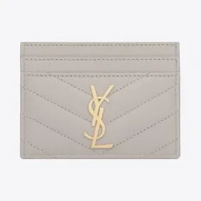 伊夫圣罗兰/Yves Saint laurent monogram 黑色细粒纹理提花凸纹真皮信用卡夹 423291BOW019207