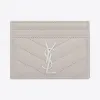 伊夫圣罗兰/Yves Saint laurent monogram冰白色颗粒纹理提花真皮制信用卡包 423291BOW02195