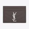 伊夫圣罗兰/Yves Saint laurent monogram 深煤灰色细粒纹理提花凸纹真皮信用卡夹 423291BOW02