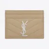 伊夫圣罗兰/Yves Saint laurent monogram深米色颗粒纹理提花真皮制信用卡包 423291BOW02272
