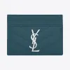伊夫圣罗兰/Yves Saint laurent MONOGRAM card case in green textured le