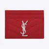 伊夫圣罗兰/Yves Saint laurent MONOGRAM红色纹理提花真皮信用卡包  423291BOW026805