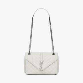 伊夫圣罗兰/Yves Saint laurent 经典中号monogram白鸽色和黑色混合拼接真皮挎包 428125CTR249