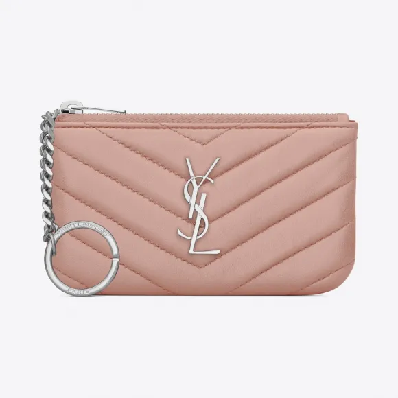 伊夫圣罗兰/Yves Saint laurent monogram淡胭脂色提花真皮制钥匙包 438386CWU026920