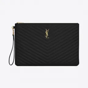 伊夫圣罗兰/Yves Saint laurent monogram黑色提花拼接文件包 440222CWU011000
