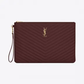 伊夫圣罗兰/Yves Saint laurent Monogram深红色绗缝真皮文件包 440222CWU016475