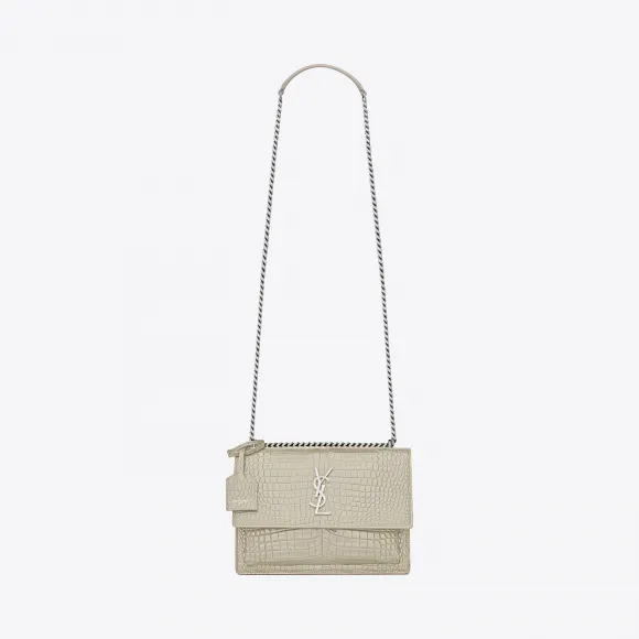 伊夫圣罗兰/Yves Saint laurent SUNSET 中号鳄鱼纹压花闪亮真皮包 442906DND0N9207