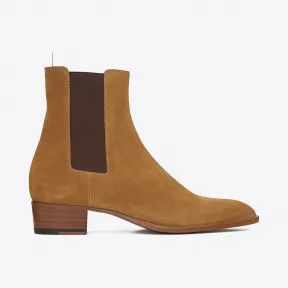 伊夫圣罗兰/Yves Saint laurent 经典wyatt 40褐色麂皮切尔西靴 443213BT3009848