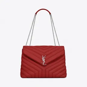 伊夫圣罗兰/Yves Saint laurent 中号LOULOU MONOGRAM红色“Y”字形提花真皮链条包 459749D