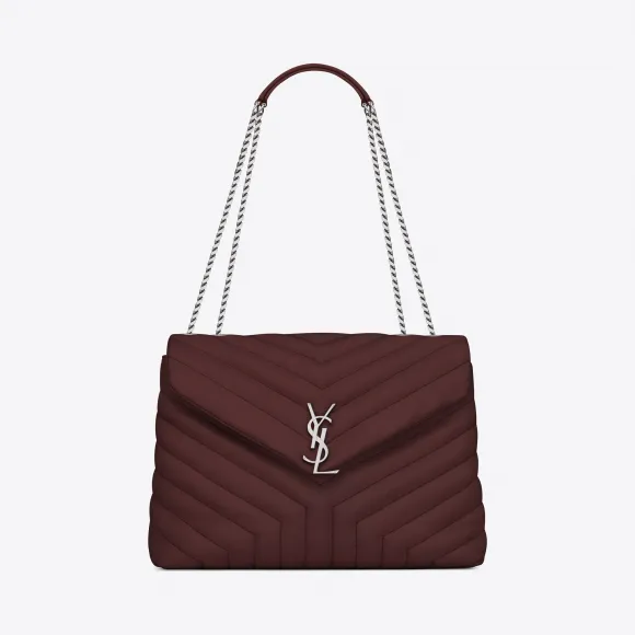 伊夫圣罗兰/Yves Saint laurent 经典中号monogram collège暗红色“y”字形拼接真皮长形挎包 45