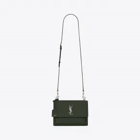 伊夫圣罗兰/Yves Saint laurent 中号SUNSET军绿色粒纹皮包  464673DZG0E2406