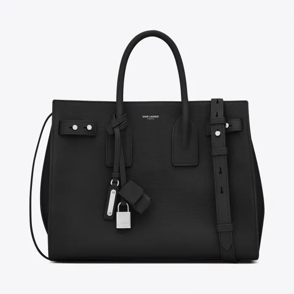 伊夫圣罗兰/Yves Saint laurent 小号SAC DE JOUR SOUPLE黑色颗粒纹真皮包 464960DTI0