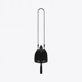 伊夫圣罗兰/Yves Saint laurent 小号ANJA黑色麂皮流苏水桶包 465889C21SE1000