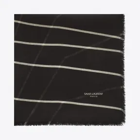 伊夫圣罗兰/Yves Saint laurent ÉTOILE大号黑色和象牙SAINT LAURENT星星印花方巾 466836
