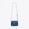 伊夫圣罗兰/Yves Saint laurent LOULOU toy bag in shiny denim blue leat