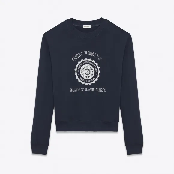 伊夫圣罗兰/Yves Saint laurent SAINT LAURENT UNIVERSITÉ水洗海军蓝和白色法国毛圈布运动