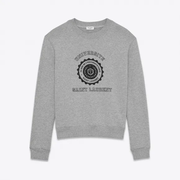 伊夫圣罗兰/Yves Saint laurent SAINT LAURENT UNIVERSITÉ麻灰色法国毛圈布运动衫 467