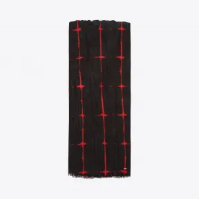 伊夫圣罗兰/Yves Saint laurent 标志性黑色和红色染色格纹褶皱方巾 4692074Y2001074