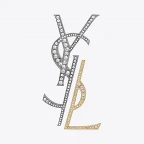 伊夫圣罗兰/Yves Saint laurent MONOGRAM青铜色、金色黄铜和透视水晶分离式胸针 470274Y15268