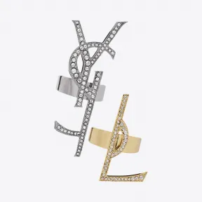 伊夫圣罗兰/Yves Saint laurent MONOGRAM青铜色、金色黄铜和透视水晶分离式戒指套件 470280Y152