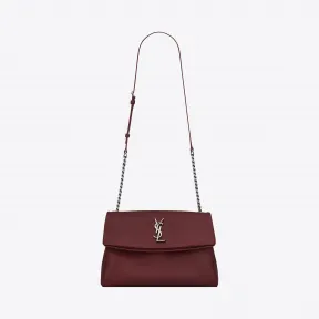 伊夫圣罗兰/Yves Saint laurent 中号WEST HOLLYWOOD暗红色粒纹真皮包  471487DME0E62