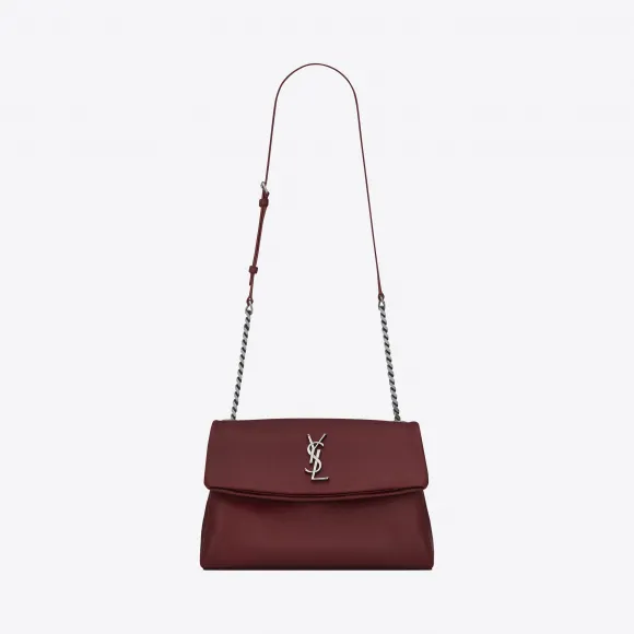 伊夫圣罗兰/Yves Saint laurent 中号WEST HOLLYWOOD暗红色粒纹真皮包  471487DME0E62