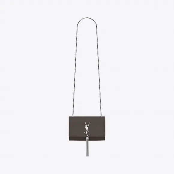 伊夫圣罗兰/Yves Saint laurent Kate 小号土灰色纹理真皮流苏穗链条包 474366BOW0N2034