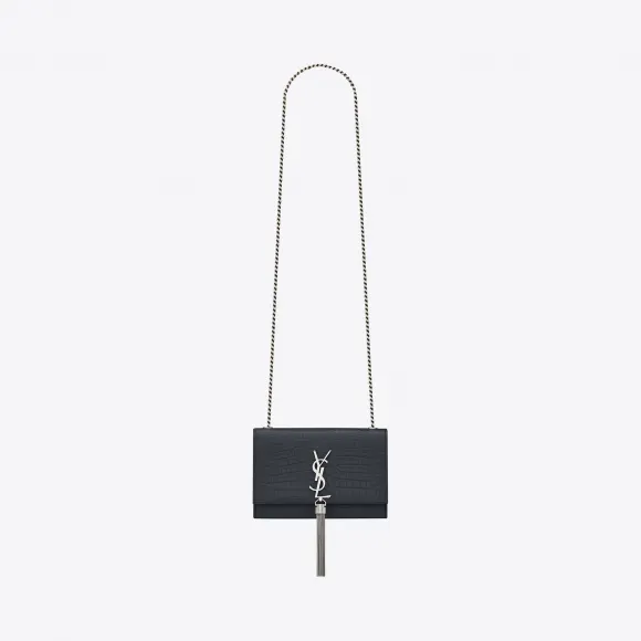 伊夫圣罗兰/Yves Saint laurent Kate 小号流苏鳄鱼纹压花闪亮真皮包 474366DND0N1251