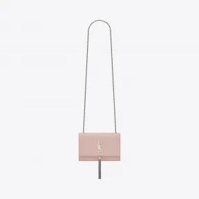 伊夫圣罗兰/Yves Saint laurent KATE闪亮褪粉色鳄鱼纹理压花真皮链条流苏包 474366DND0N5908